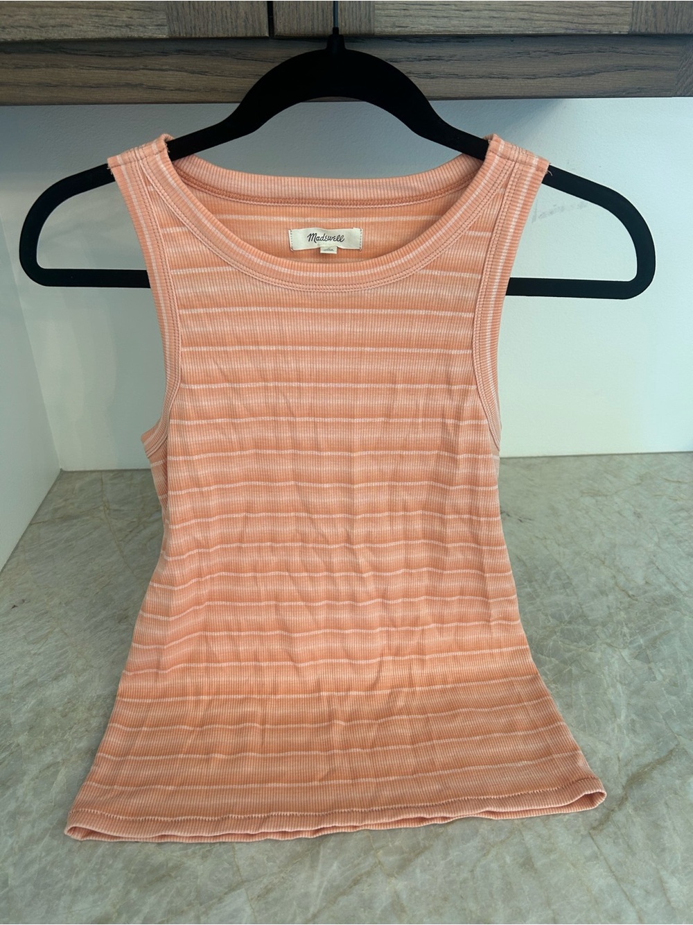 Madewell Peach Striped Ribbed Tank